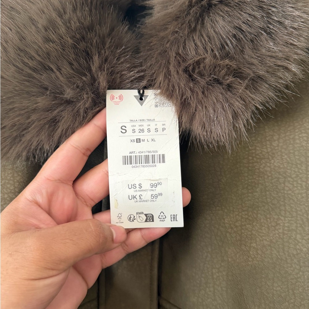 Zara women’s brown faux suede jacket size small - Picture 5 of 9